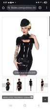 Abito da dea in lattice LIbidex nero piccolo S bordo rosso fetish gomma kinky bodycon