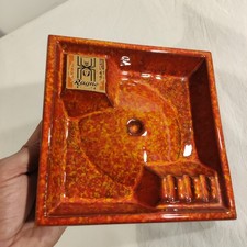 Ceramica Posacenere Ragno Pop Art  Cubista Arancione Vintage