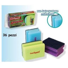 SET 36 PEZZI SPUGNA LAVAGGIO PIATTI PENTOLE 2 IN 1 COLORATE CUCINA ABRASIVE
