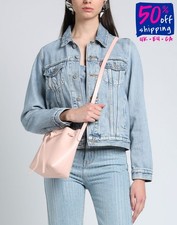 RRP€504 MANSUR GAVRIEL Borsa a secchiello in pelle rosa tracolla regolabile con coulisse