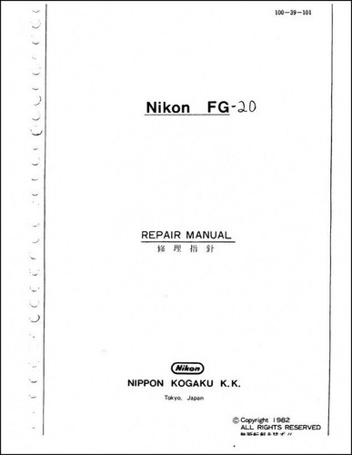 Nikon fg20 service repair - service, &