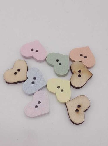 Bottoni legno cuori - 9,