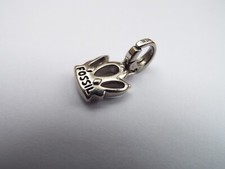 NUOVO ciondolo corona fossile in acciaio inox colore argento