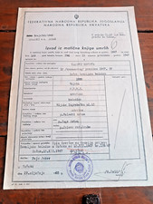 Certificato di morte Jugoslavia 1947 – Rijeka/Sušak – Documento storico