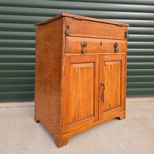 Scrittoio vintage rovere massello ribaltabile armadio Davenport ufficio compatto