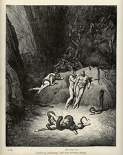 1880 Stampa Antica = Dante INFERNO = METAMORFOSI = di G. DORE' = Old PRINT