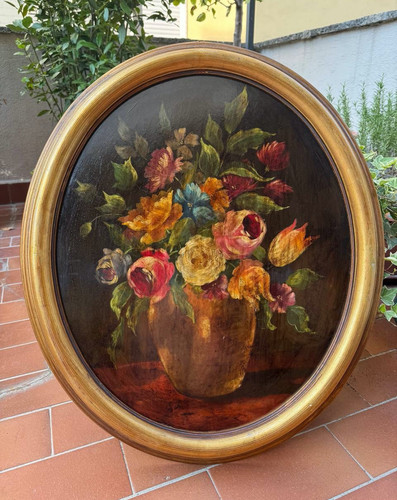 Quadro ovale olio - olio, su