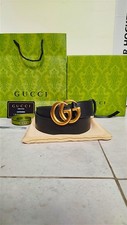 Cintura Gucci Uomo GG Nuova Nera Fibbia Dorata 110cm Con Scatola E Busta 