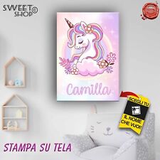 QUADRO PERSONALIZZATO UNICORNO BAMBINA Stampa su Tela ALTA' QUALITA' QUADRO BABY
