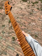 AAAA 4string Roasted Flame Maple Fretless Jazz Bass Guitar Neck matte 34in Satin