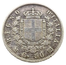 Italia 50 centesimi 1863 M