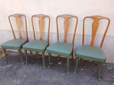 GRUPPO 4 SEDIE DECO' - SEDUTE IN FINTA PELLE - PIEDI DAVANTI LACCATI 1960 EMILIA