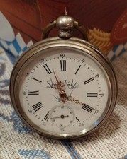 Original Swiss pocket watch orologio tasca manual XIX still working silver 800