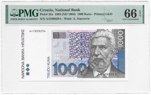 Croazia 1000 kune 1993 unc - 1000, pmg