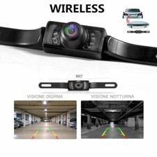 Telecamera Retromarcia Retrocamera Auto Camper 7 Led Wireless Infrarossi Colori
