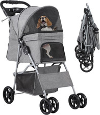 Passeggino per Cani a 4 Ruote Con Cestino Portaoggetti, Passeggino per Cani Di P