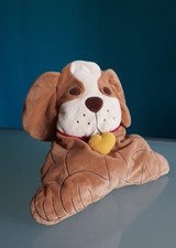 "THUN" Porta pigiama "Cane",colore marrone e beige, morbido tessuto, 34 x 37 cm 