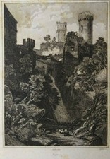 Stampa antica Veduta Nepi Viterbo Lazio Audot 1834