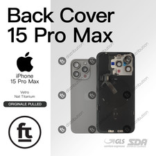 APPLE VETRO POSTERIORE IPHONE 15 PRO MAX NAT TITANIUM ORIGINALE PULLED + BIADESI