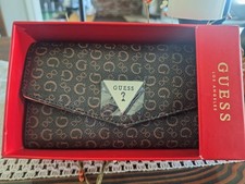 Portafoglio Guess donna COCO marrone modello logo 4G nuovo mai usato tasca zip tripla NB