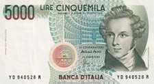 Repubblica Italiana - 5000 Lire Bellini 1996 - qFDS / aUNC da Mazzetta