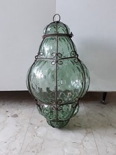 LAMPADARIO ANTICO LANTERNA VENEZIANA IN VETRO DI MURANO SOFFIATO LIBERTY 40CM
