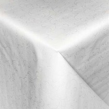 Tovaglia di Tela Cerata Damasco Impresso Bianco Elegante Floreale 03038-01