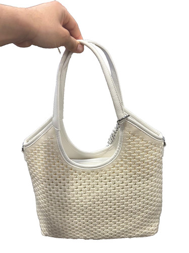 Borsa donna bianca tessuto