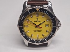 Festina 9526 quadrante giallo orologio uomo vintage quartz batteria Miyota 38 mm