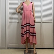 Abito Maje Ritello plissettato maxi alto basso senza maniche rosa taglia media (4 - 6)