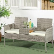 Divanetto Panca 2posti Giardino Patio Grigio in Polyrattan 123x54 H 82.5cm Hotel