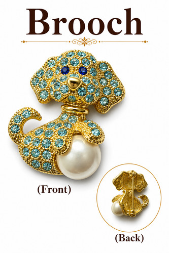 Spilla cane blu dorato