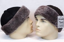 Nero & Marrone 100% Pecora Montone pelle Pelliccia Berretto Rotondo Secchio