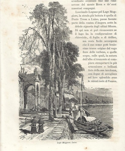 Stampa antica luino veduta del - antica,