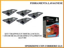 Kit 5 trappole per topi acciaio extra forte in misura a scelta + 150 esche 10 gr