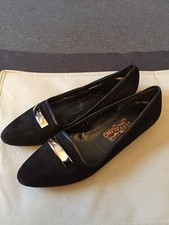 SALVATORE FERRAGAMO LUSSO BALLERINE BLACK SUEDE BUCKLE 8,5 2A US 38,5 EU  5,5 UK