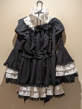 Abito Lolita gotico OP con treccia ad arco in marmo e colletto in piedi nuovo senza etichette