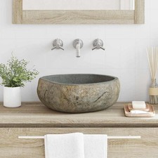 Lavabo Grigio chiaro Pietra di Fiume Bagno Rustico Accessori idraulici vidaXL