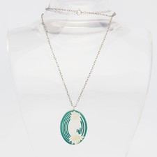 Elegante Argento D'Epoca Smalto Stagno Lily Fiore Ciondolo Collana Europa