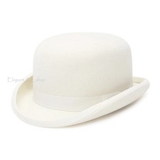 Cappello uomo 100% lana bianco bowler cappello moda fodera raso 4 taglie