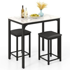 Set da pranzo altezza bancone 3 pezzi tavolo finto marmo e 2 sedie cucina bar nuovo