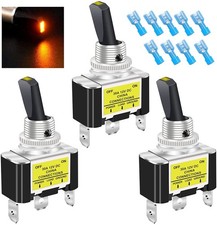 mxuteuk 3 pezzi Interruttore a levetta illuminato a bilanciere 30A 12V DC (q7q)