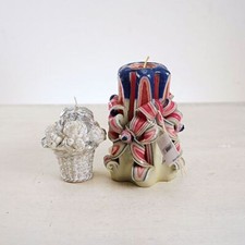 coppia di candele decorate vintage