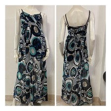 RINASCIMENTO Vestito maxi abito blu fantasia azzurra Tg S