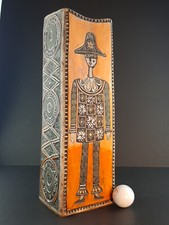 Un grande elegante vaso ceramica arlecchino italiano metà secolo Elio Schiavon 36,5 cm