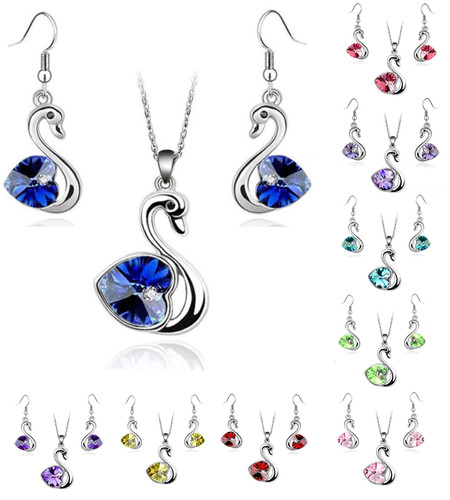 Collana orecchini parure - orecchini, cigno
