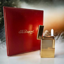 Accendino ST Dupont Ligne 1 grande modello placcato oro anni 90 linee orizzontali vintage RARO