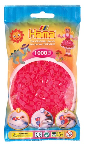 Hama beads neon pink 1000 - beads,