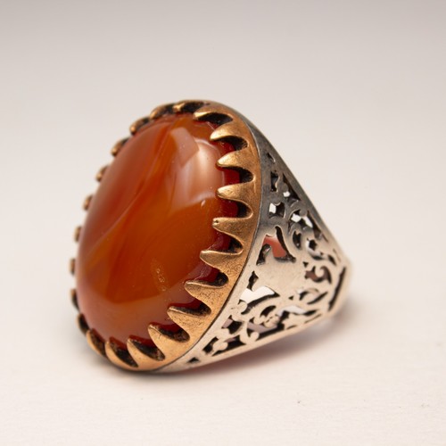 Anello ring argento - argento, corniola