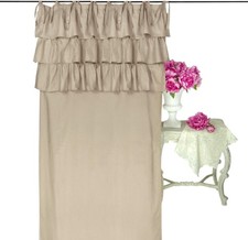 AT17 Tenda a Balze Shabby Chic per Camera da Letto e Soggiorno Tortora 140x290